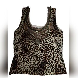 Vintage  Alberto Makali leopard print tank top .